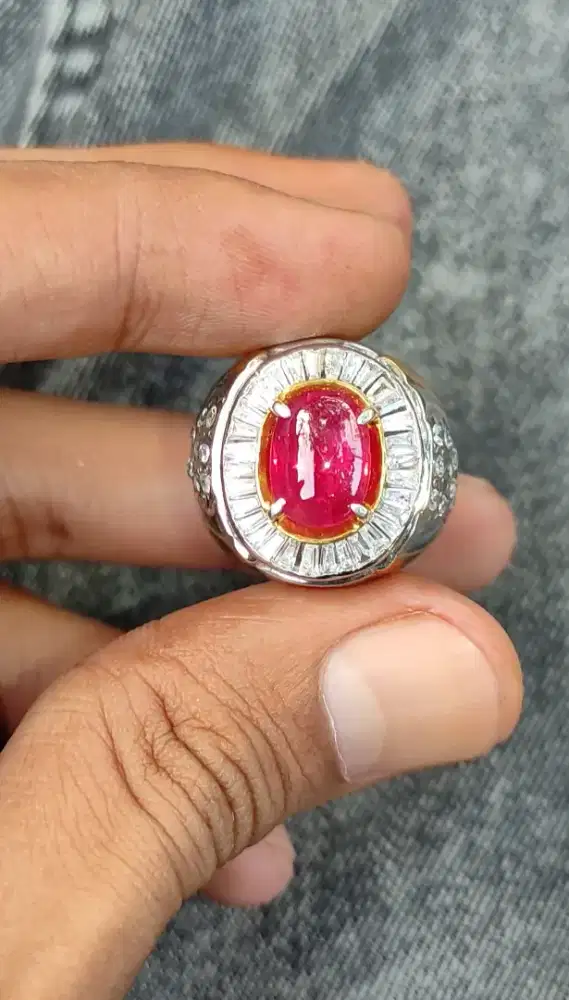 Batu Ruby Ring Perak Tepper Mewah
