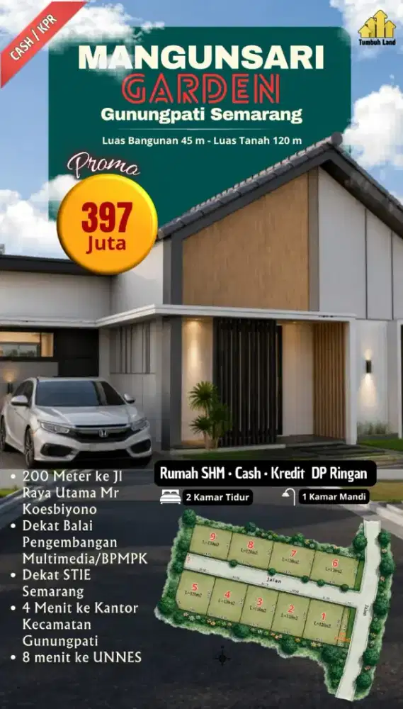 Promo Rumah murah dikota Semarang Unnes siap huni bisa kredit DP 50jt