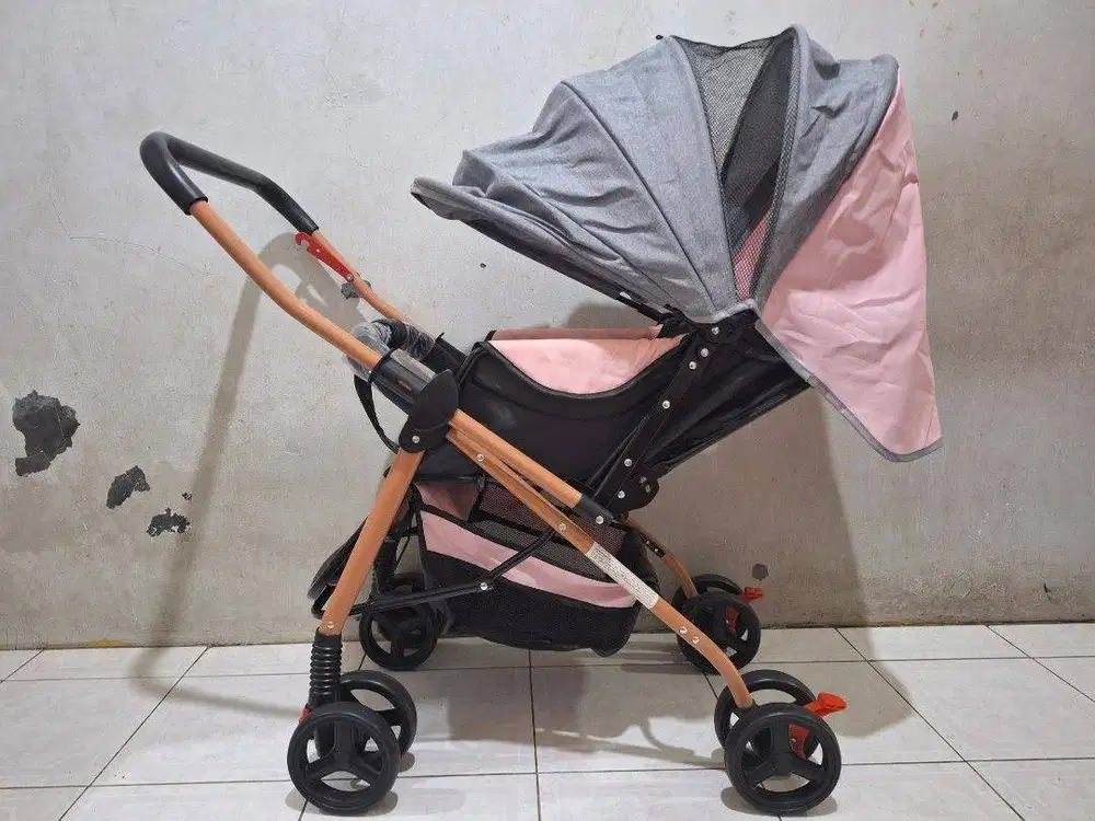 Stroller Bayi Merk BEIGE Warna Pink