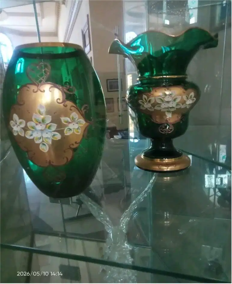 VAS CRYSTAL BOHEMIA 2 PCS EMERALD GREEN