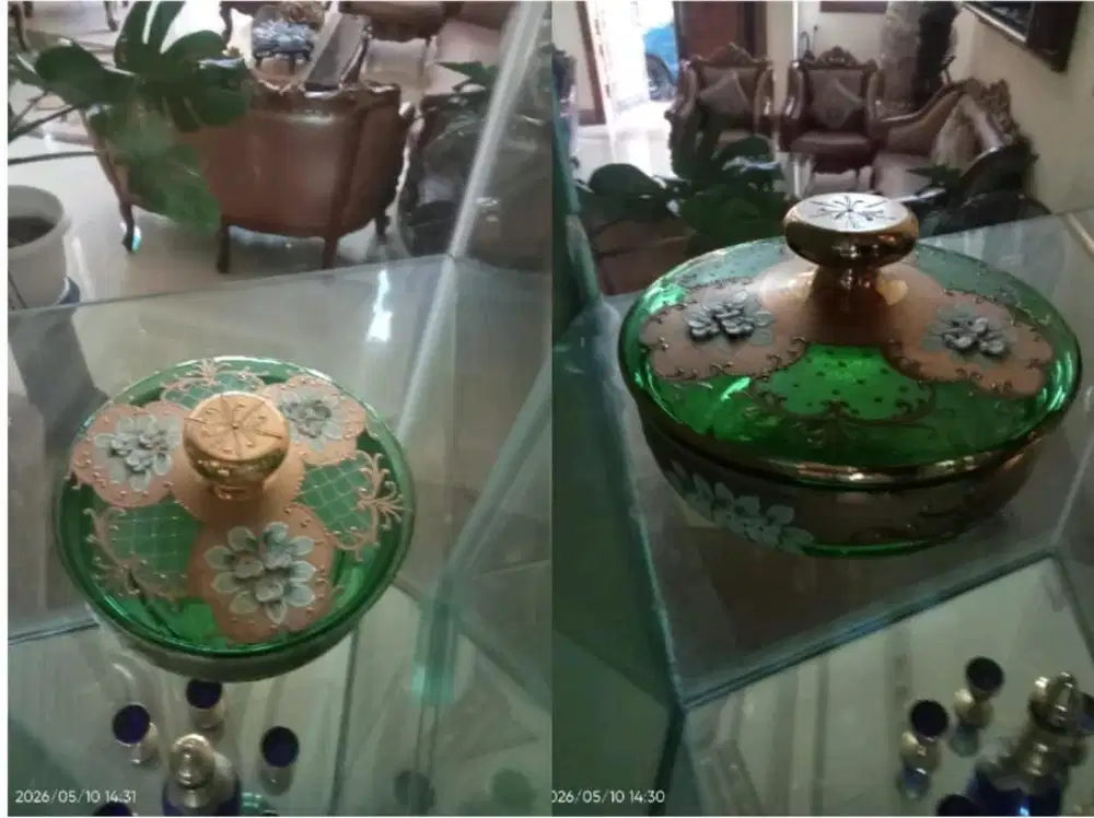 TOPLES CRYSTAL BOHEMIA, HIJAU AKSEN EMAS
