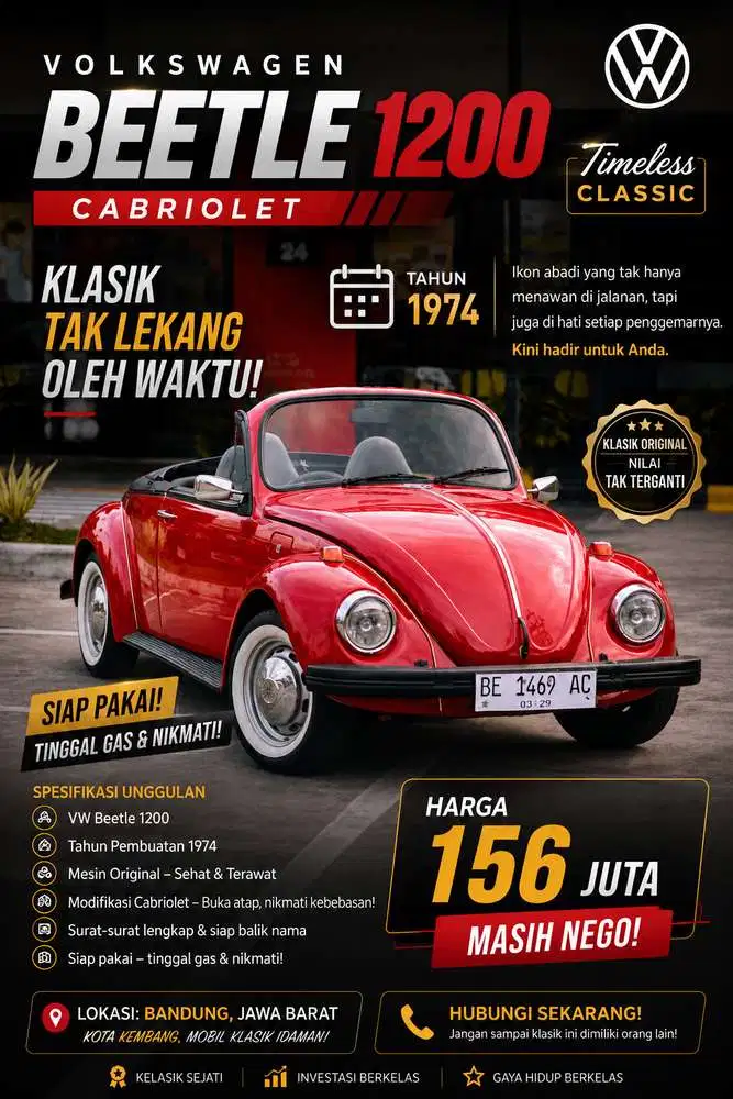 Volkswagen Beetle 1974 Bensin