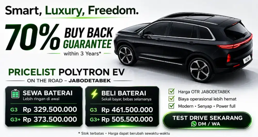 BUY BACK 70% POLYTRON G3+ NEW EV CAR