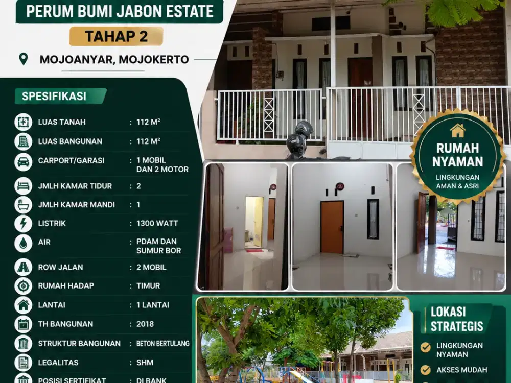 LUAS 112 M2!! DIJUAL CEPAT (LAGI BU) RUMAH BUMI JABON ESTATE TAHAP 2 MOJOANYAR MOJOKERTO