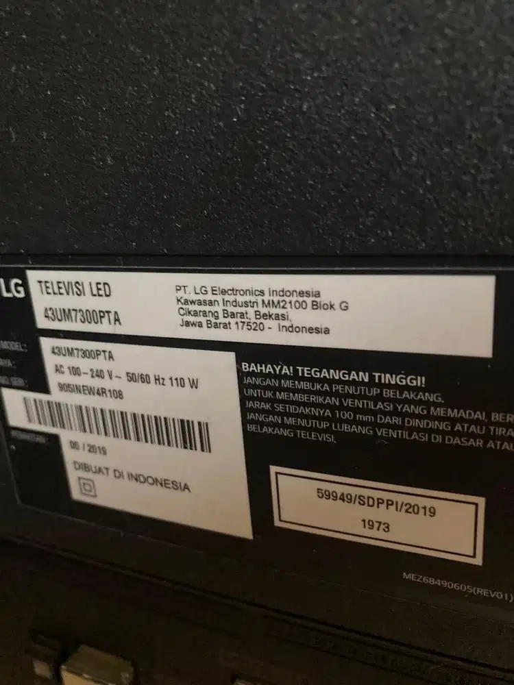 Dijual tv led LG 43