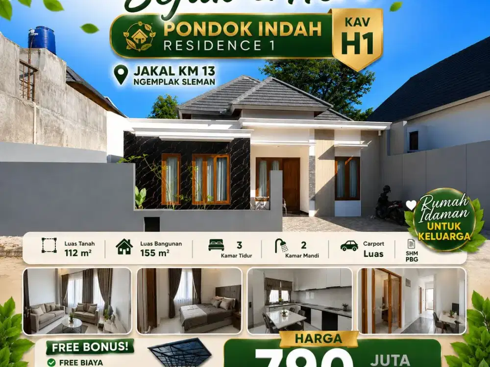 Rumah mewah limasan modern full furnished di Pondok Indah Residence 1 Jakal km 13