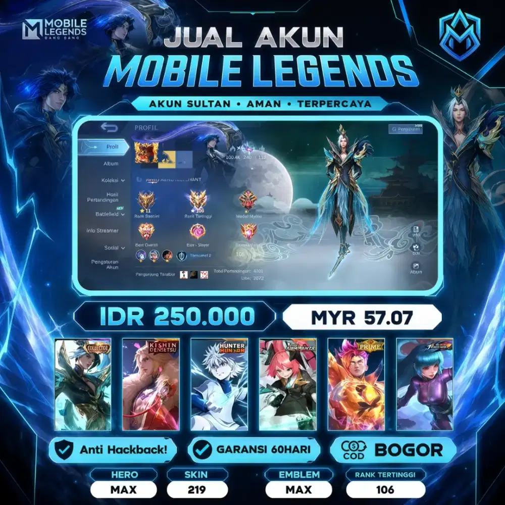 JUAL AKUN MOBILE LEGENDS MLBB SPEK MEWAH