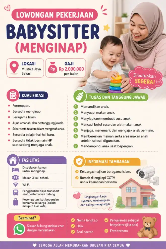 [Dibutuhkan Segera]  Babysitter Balita