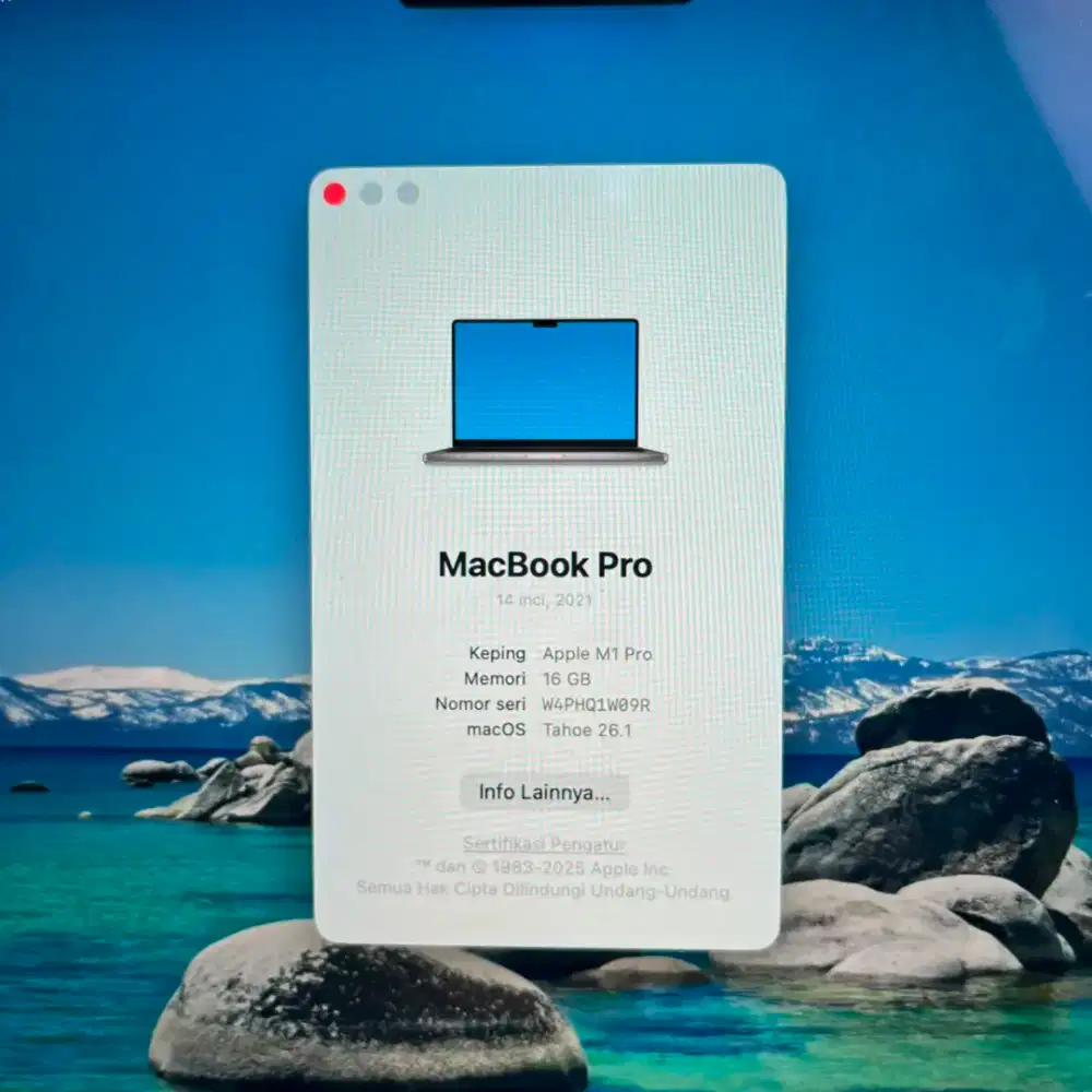 Macbook M1 Pro 14 inch Ram 32 Ssd 1 Tb Layar 14 inch Spce Grey lengkap