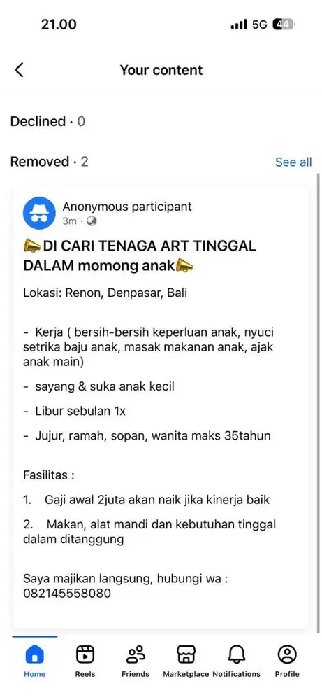 DI CARI TENAGA ART TINGGAL DALAM momong anak