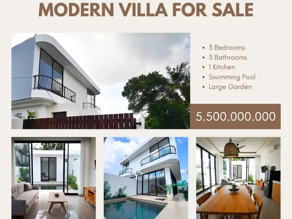 FOR SALE MODERN VILLA BRAND NEW WITH LARGE GARDEN AND SWIMMING POOL AT TABANAN