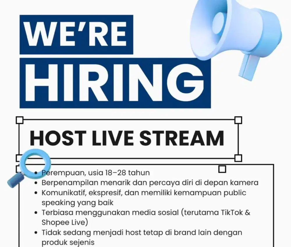 Lowongan kerja Host Live