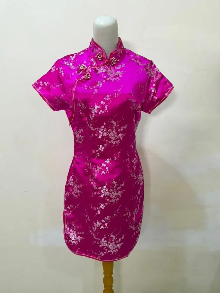Cheongsam Dress wanita qipao sincia imlek dusty pink