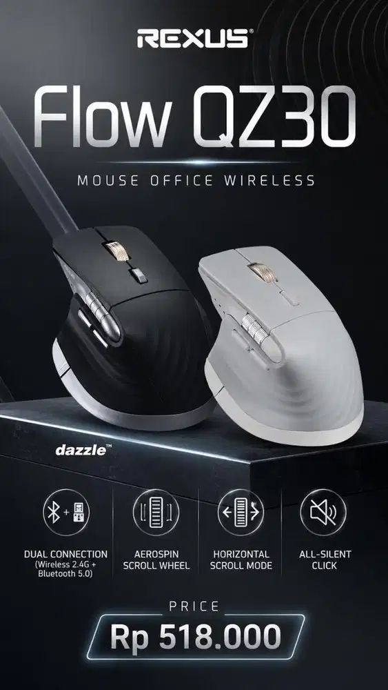 Rexus Flow QZ30 Mouse Office Wireless Ergonomic