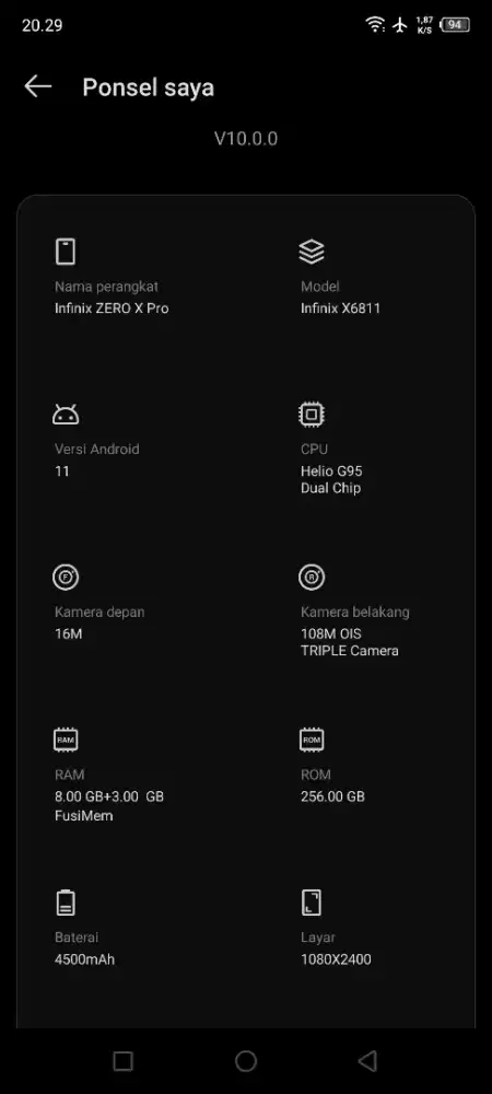 Infinix zero x pro