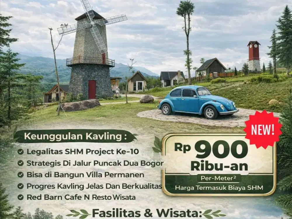 TANAH SHM MURAH DEKAT JAKARTA DIJALUR WISATA BOGOR