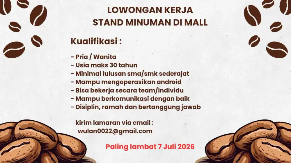 Lowongan kerja stand minuman