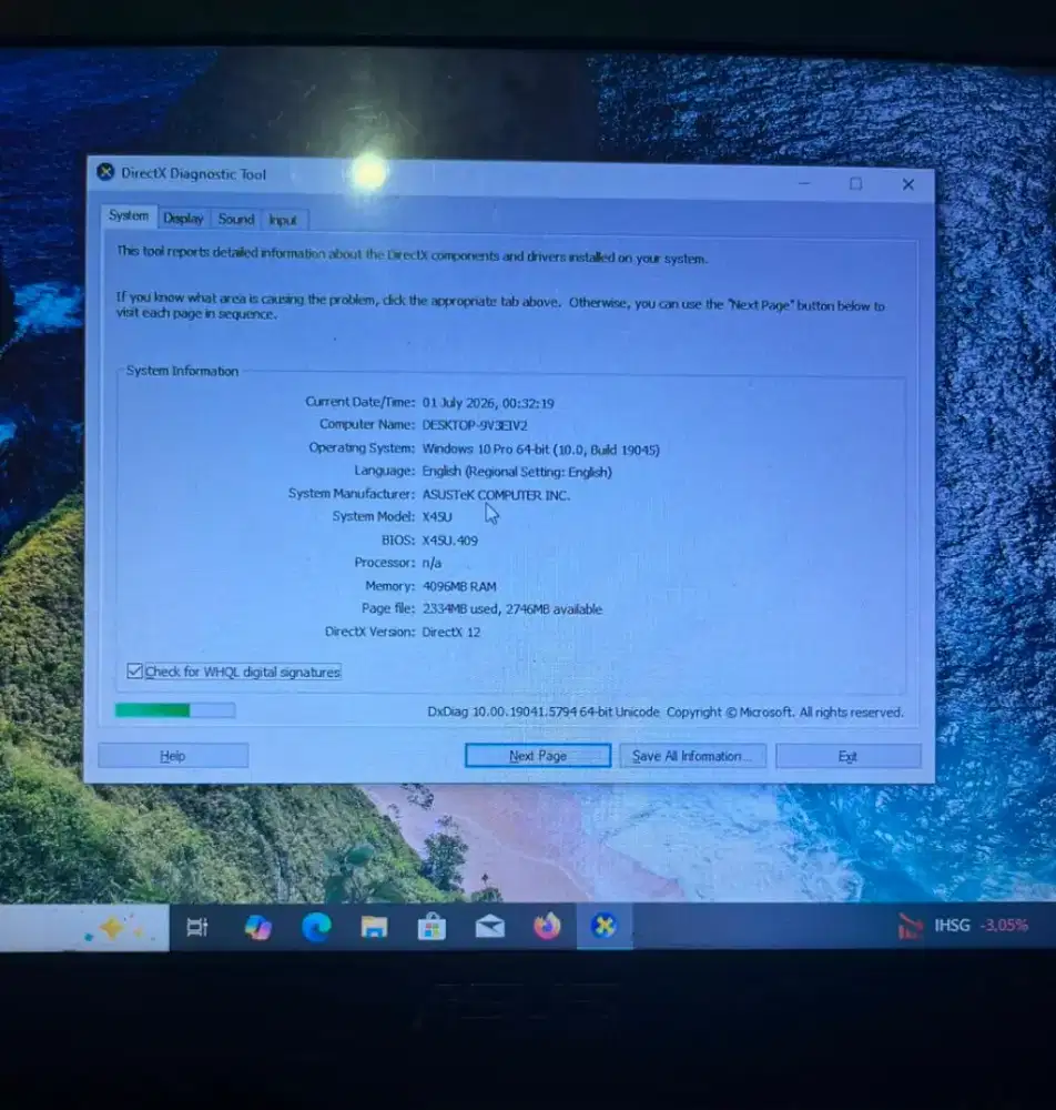 Laptop ASUS TeK X45U