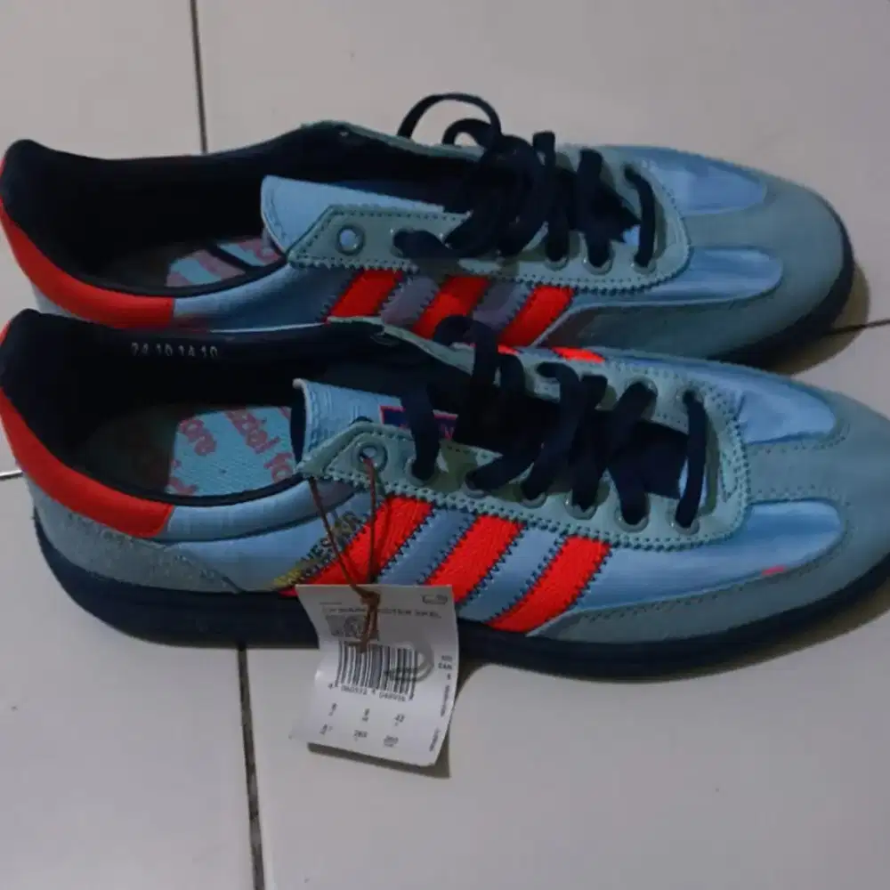 Sepatu Sneakers Adidas Samba Light Blue Red Orange Premium