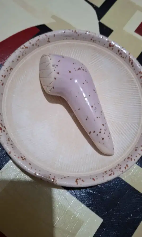 Cobek Uleg Kramik Pink Cream Polkadot