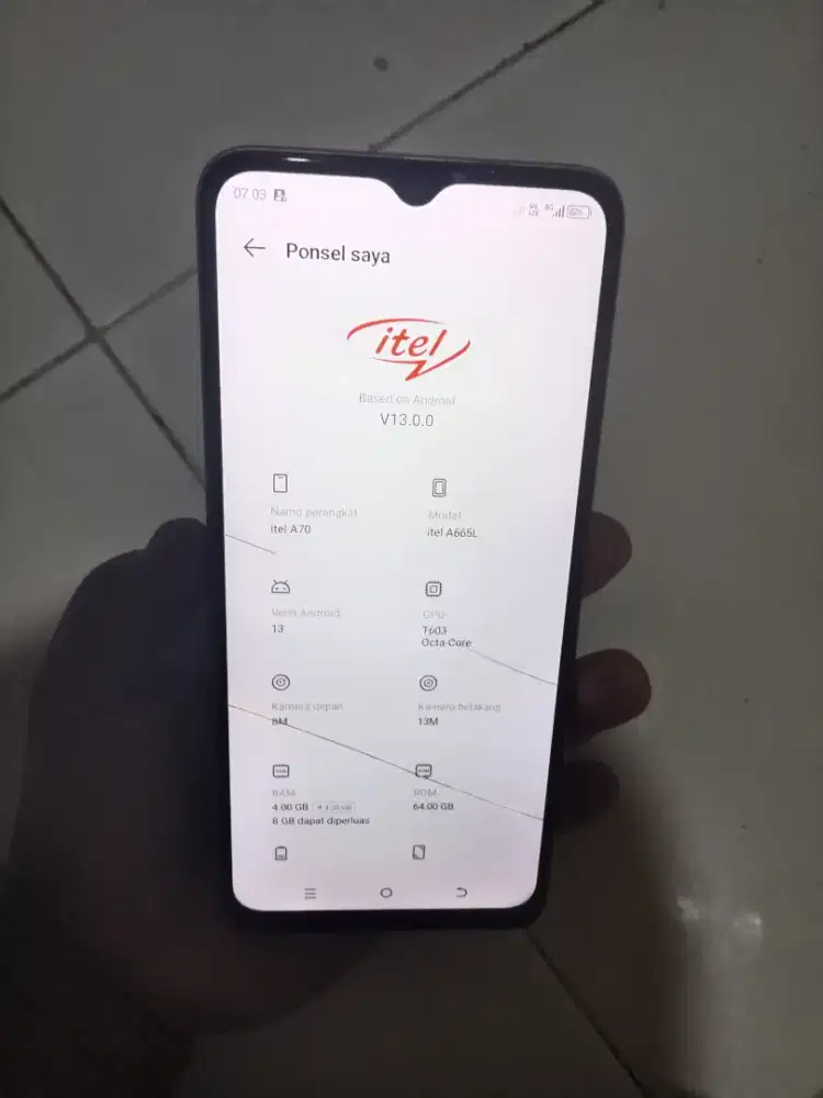 Di jual BU HP itel A70, ram 4/64, minus 2helai rambut, lokasi jakpus