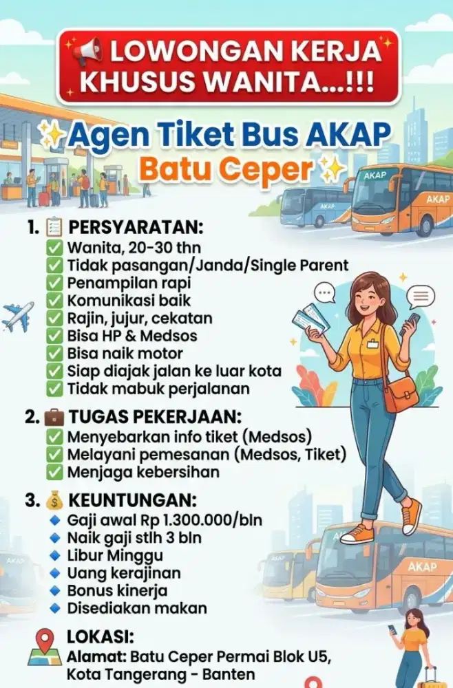 LOWONGAN KERJA KHUSUS WANITAYANG BELUM NIKAH