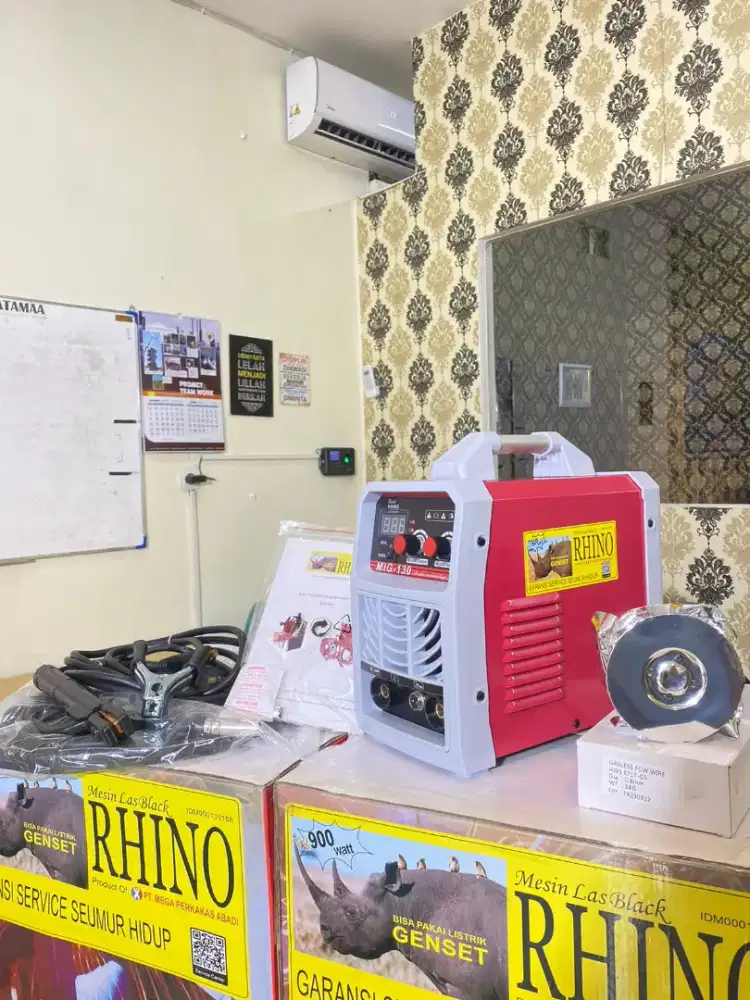 MESIN LAS MIG 130A 900WATT RHINO LISTRIK INVERTER IGBT DC LAS 900WATT
