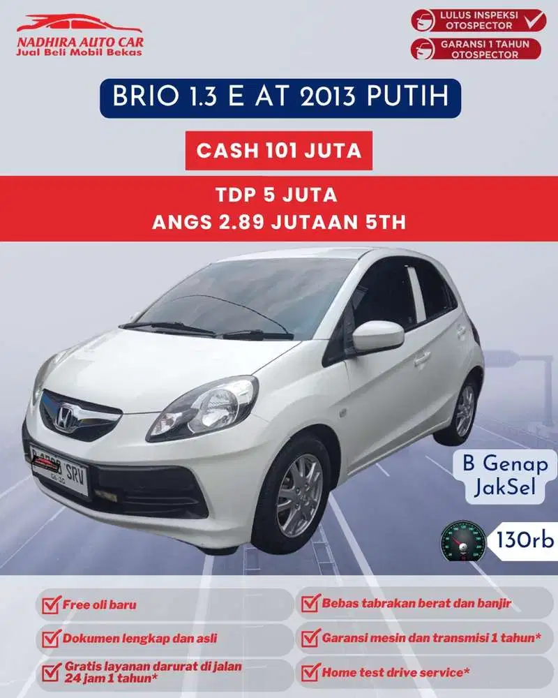 TDP 5 Juta Brio E 1.3 AT 2013 Putih