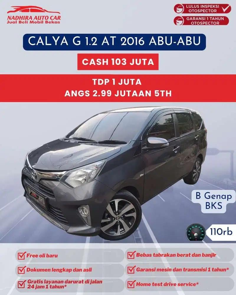 TDP 1 Juta Calya G 1.2 AT 2016 Abu-abu