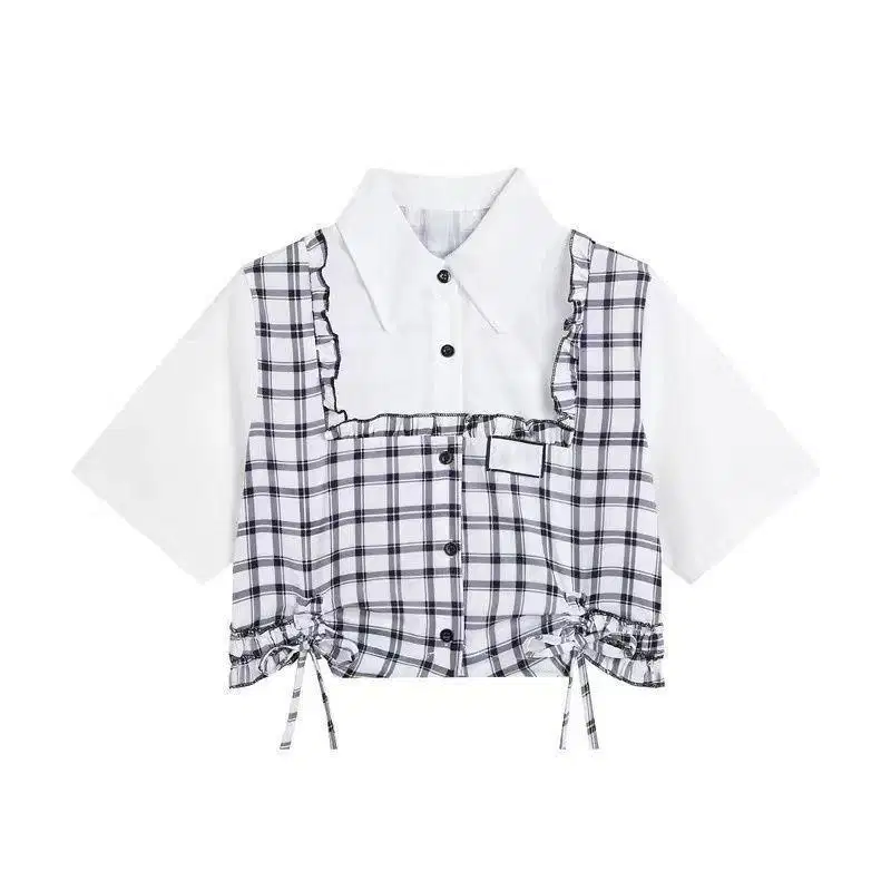 Baju kemeja oversize crop top