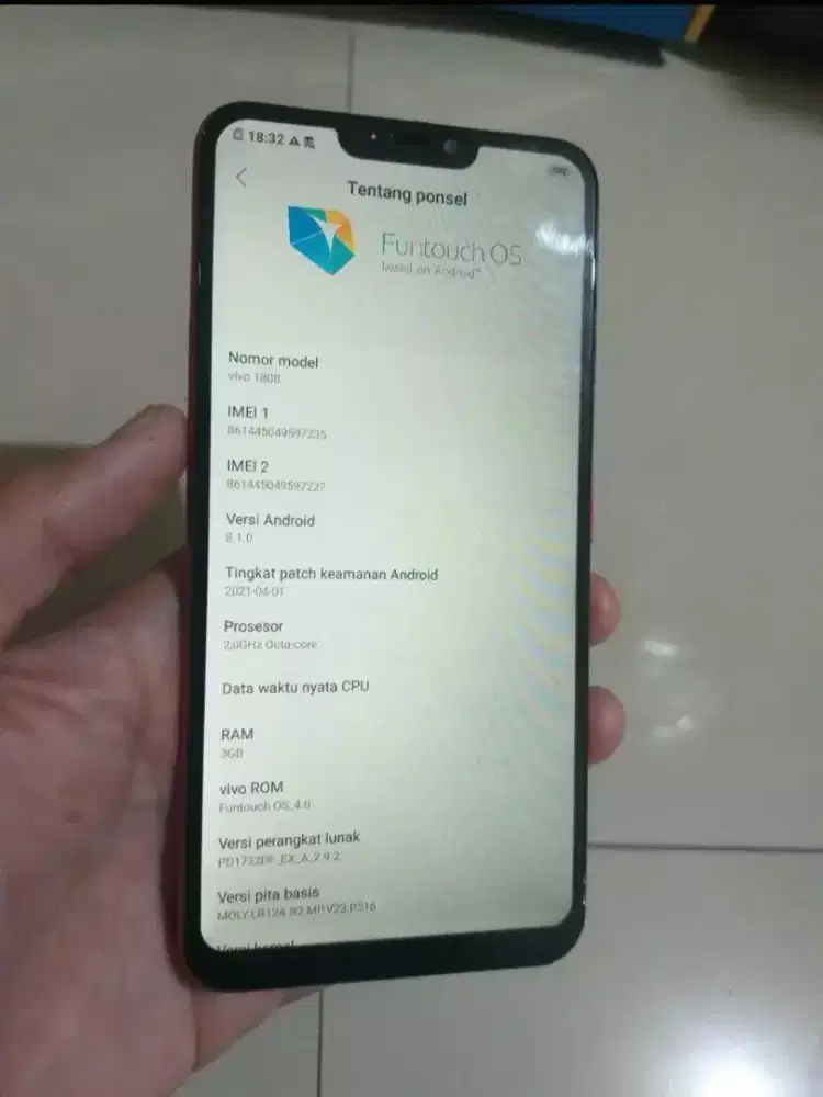 Vivo Y81 ram 3/16gb , Ada minus DIBACA