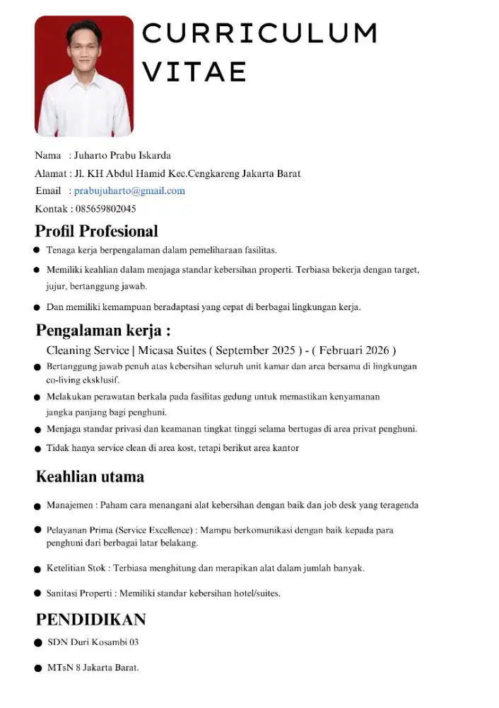 Pekerjaan apa saja, saya sangat tertarik untuk belajar pengalaman baru