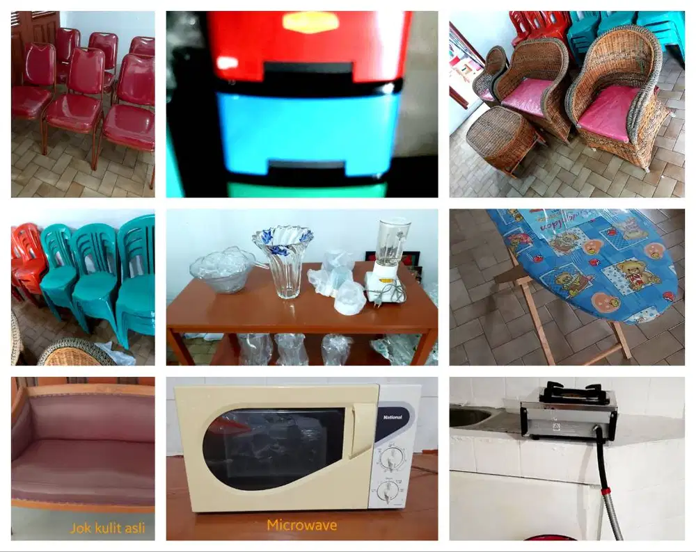 Jual murah borongan pindahan mebel, kursi, hiasan, microwave & kompor