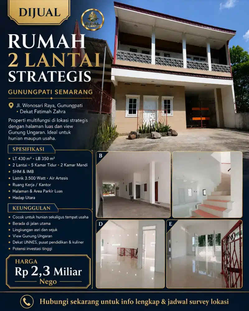 DIJUAL RUMAH 2 LANTAI STRATEGIS – GUNUNGPATI SEMARANG