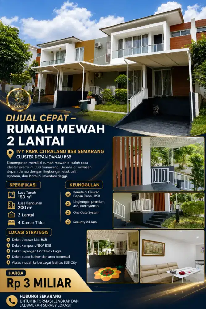 Rumah dijual Ivy Park Citraland BSB SEMARANG