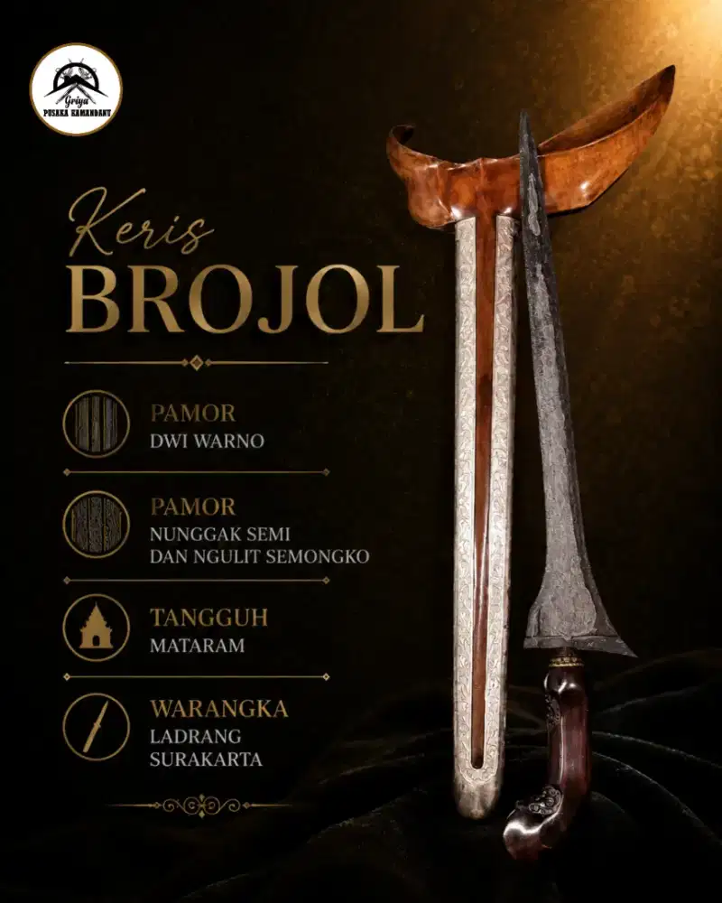 Keris Brojol Pamor Dwi Warno Mataram