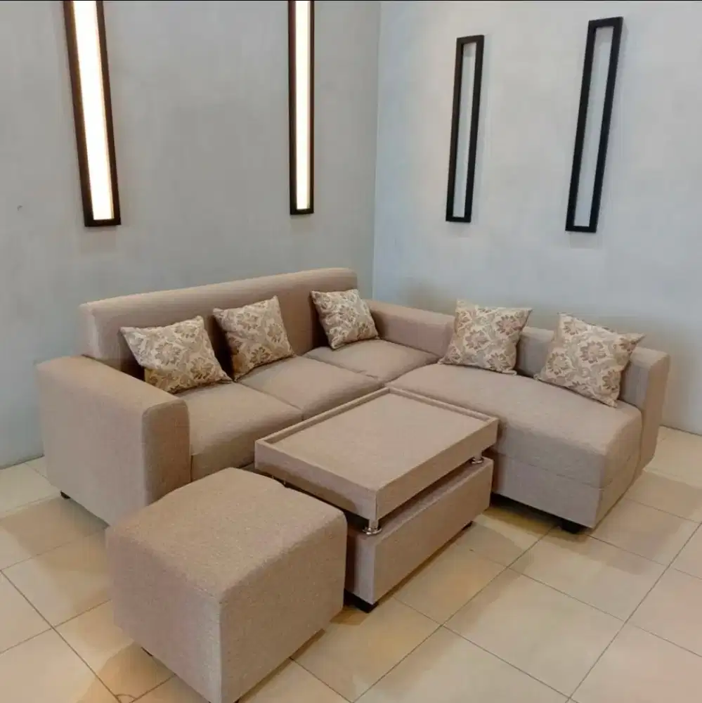 Sofa l minimalis + puk murah