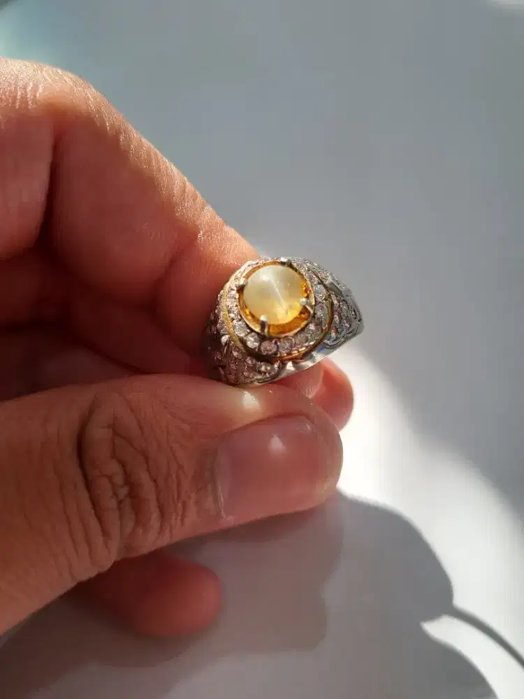 Cincin perak 925 cat eye chrysoberyl safir zamrud berlian emerald ruby