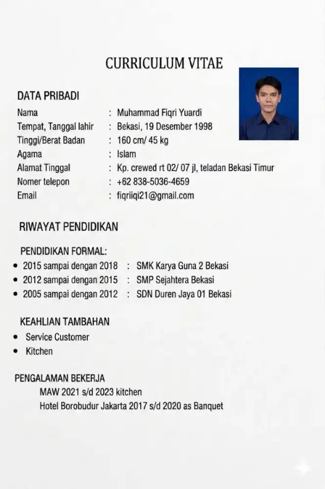 Cari perkarjaan. Di bidang kuliner FnB