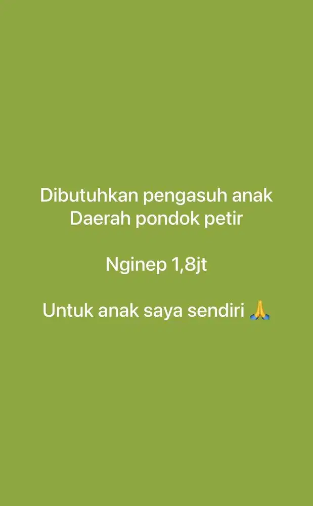 Dicari pengasuh anak