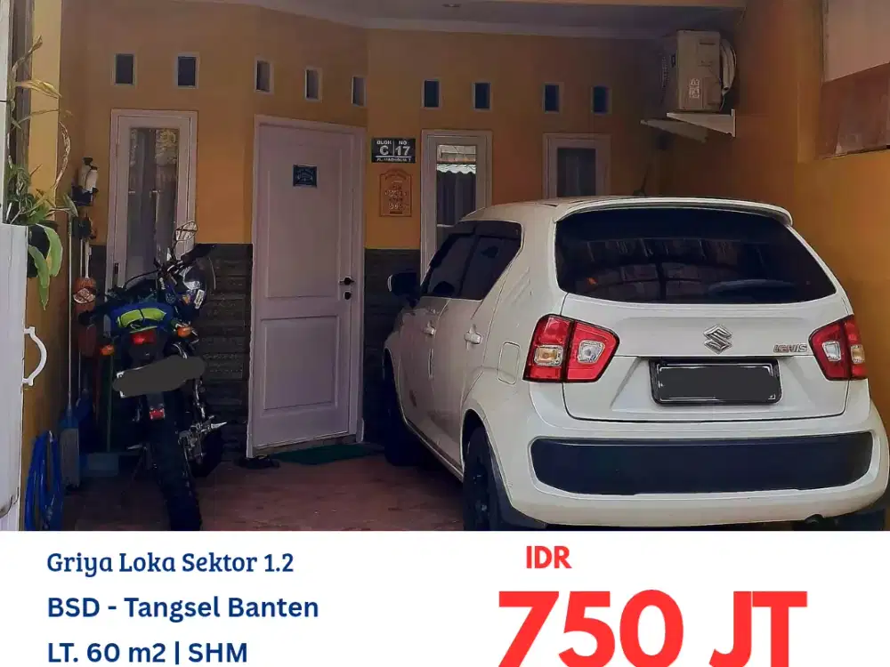 HFN0332 rumah standar masih dihuni di komplek Griya Loka sektor 1.2 belakang pasar modern BSD City Tangsel Banten