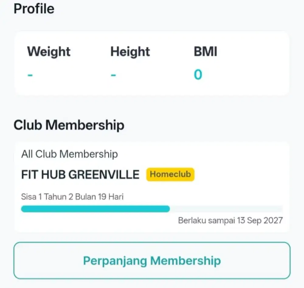 Member FIT HUB masih satu tahun 2 bln