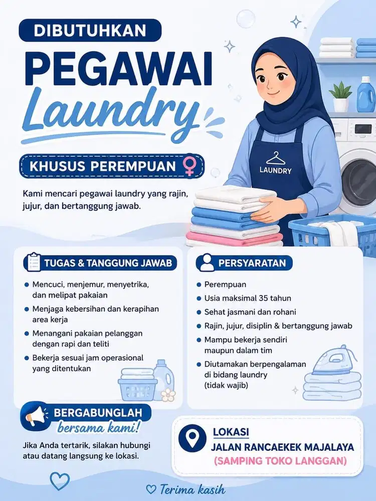 Lowongan pegawai laundry