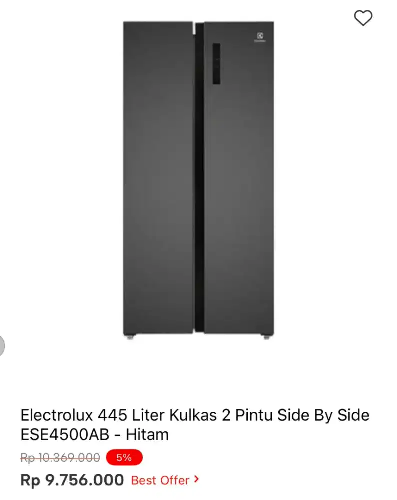 KULKAS SBS ELECTROLUX ESE4500AB 447LTR