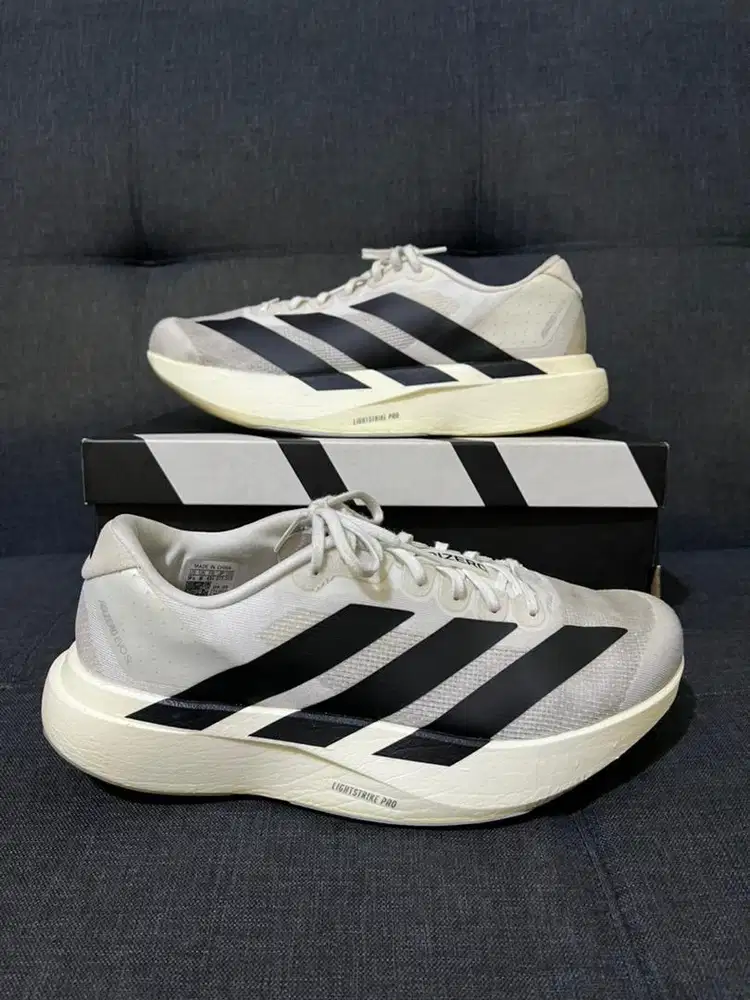 Sepatu Running Adidas Adizero EVO SL White Black Size 43 Fullset
