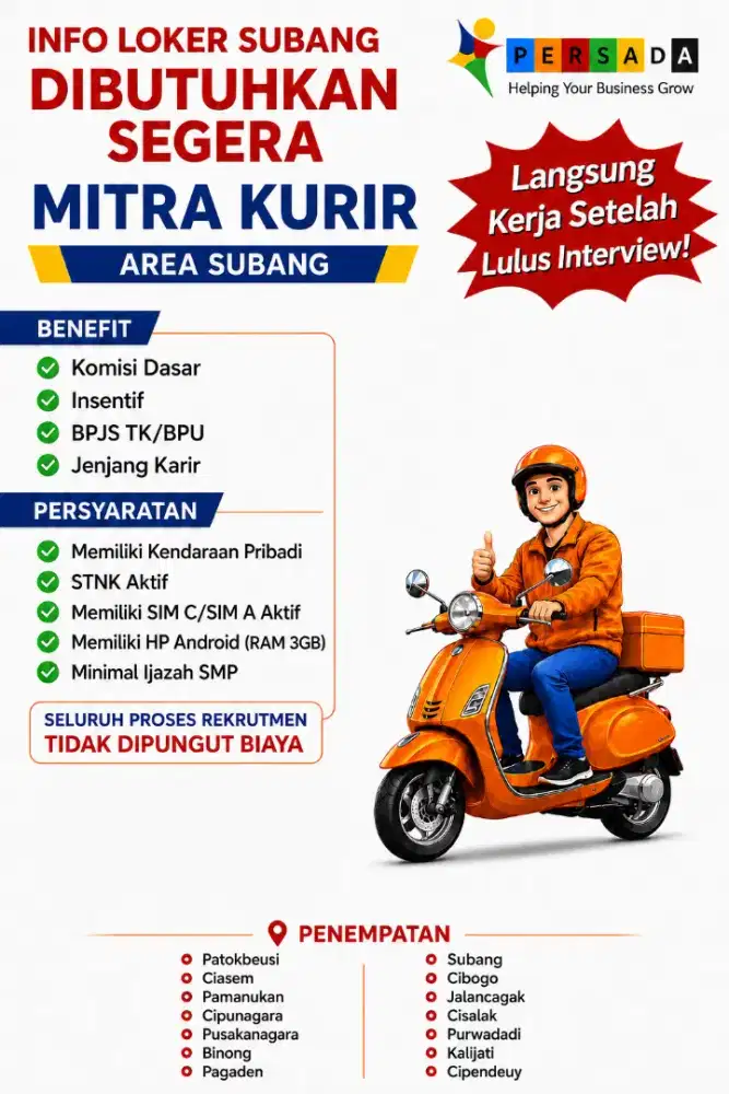 Loker Mitra Kurir area Subang