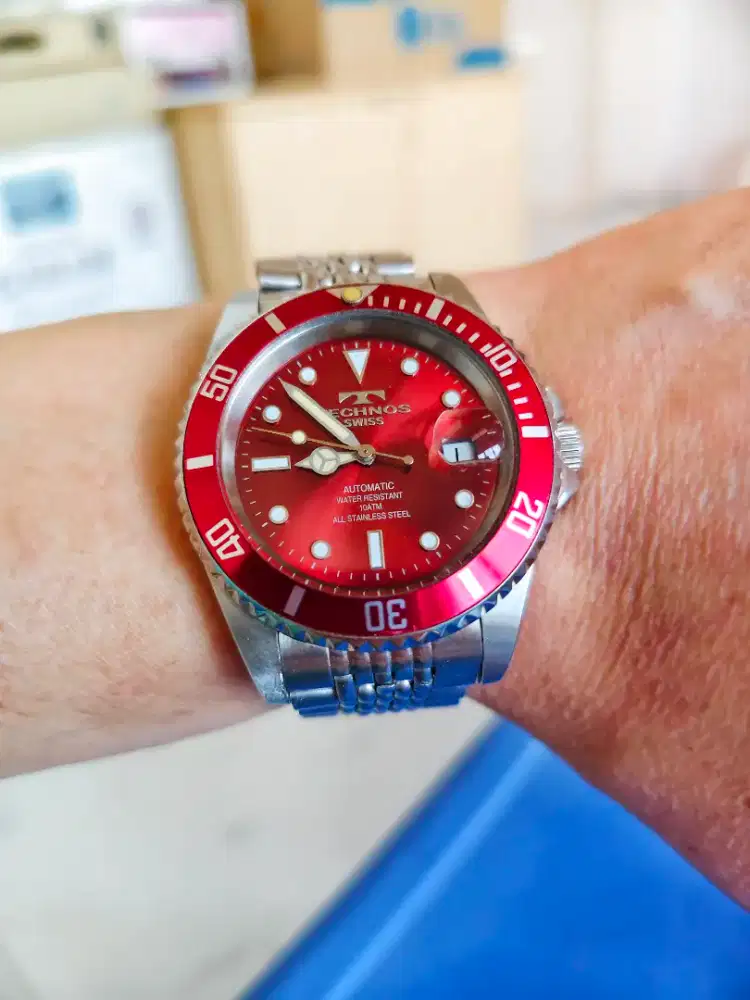 Jam Technos TAM609 Submarine Sports Red Burgundy Automatic Original