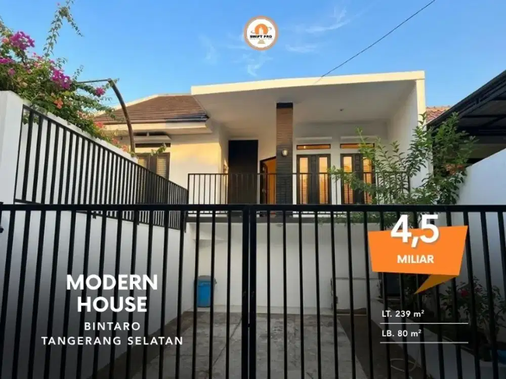 Rumah Langka di Jl. Seruni Bintaro | LT 12 × 19 Meter | Dekat Bintaro Xchange, British School Jakarta, Stasiun Jurang Mangu & Tol Bintaro | Rp4,5 Mili