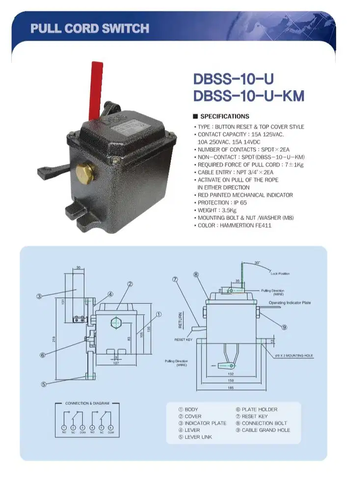 JUAL PULL CORD SWITCH HEAVY DUTY DBSS-10-U & DBSS-10-U-KM