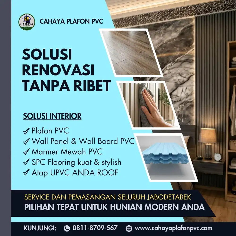 Kami siap menyediakan kebutuhan interior & atap dalam satu tempat.